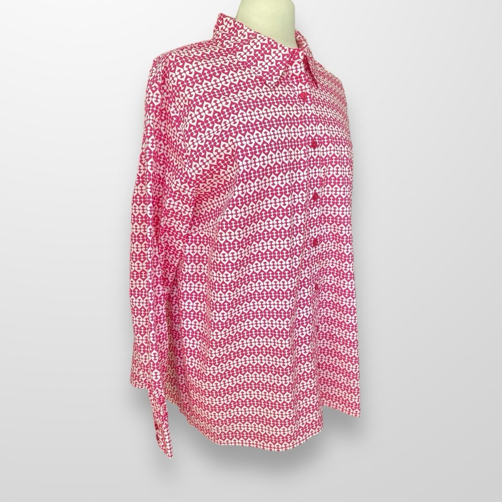 Jones New York Woman 3X Stretch Top Shirt Button Front Pink Long Sleeve NEW - Picture 4 of 9